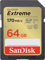 Купити карта пам'яті SanDisk Extreme SD Class 10 UHS-I U3 V30 (Extreme SDXC Class 10 UHS-I U3 V30 64Gb) за ціною від 430 грн.