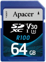 Купити карта пам'яті Apacer SD UHS-I U3 V30 Class 10 (SDXC UHS-I U3 V30 Class 10 64Gb) за ціною від 260 грн.