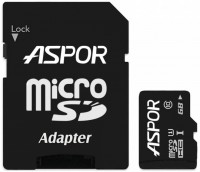 Купить карта памяти Aspor MicroSDHC UHS-I Class 10 + SD adapter (8Gb) по цене от 195 грн.
